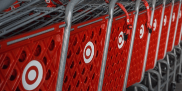 A row of Target shopping carts