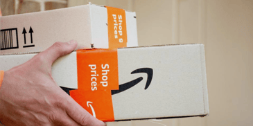 A stack of Amazon packages