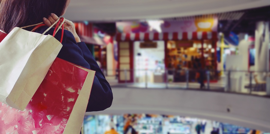 Woman in shopping mall