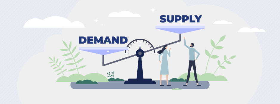 supply and demand scale with supply outpacing demand